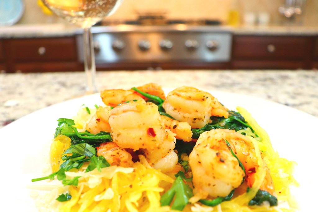 Spaghetti Squash with Garlic&nbsp;Shrimp